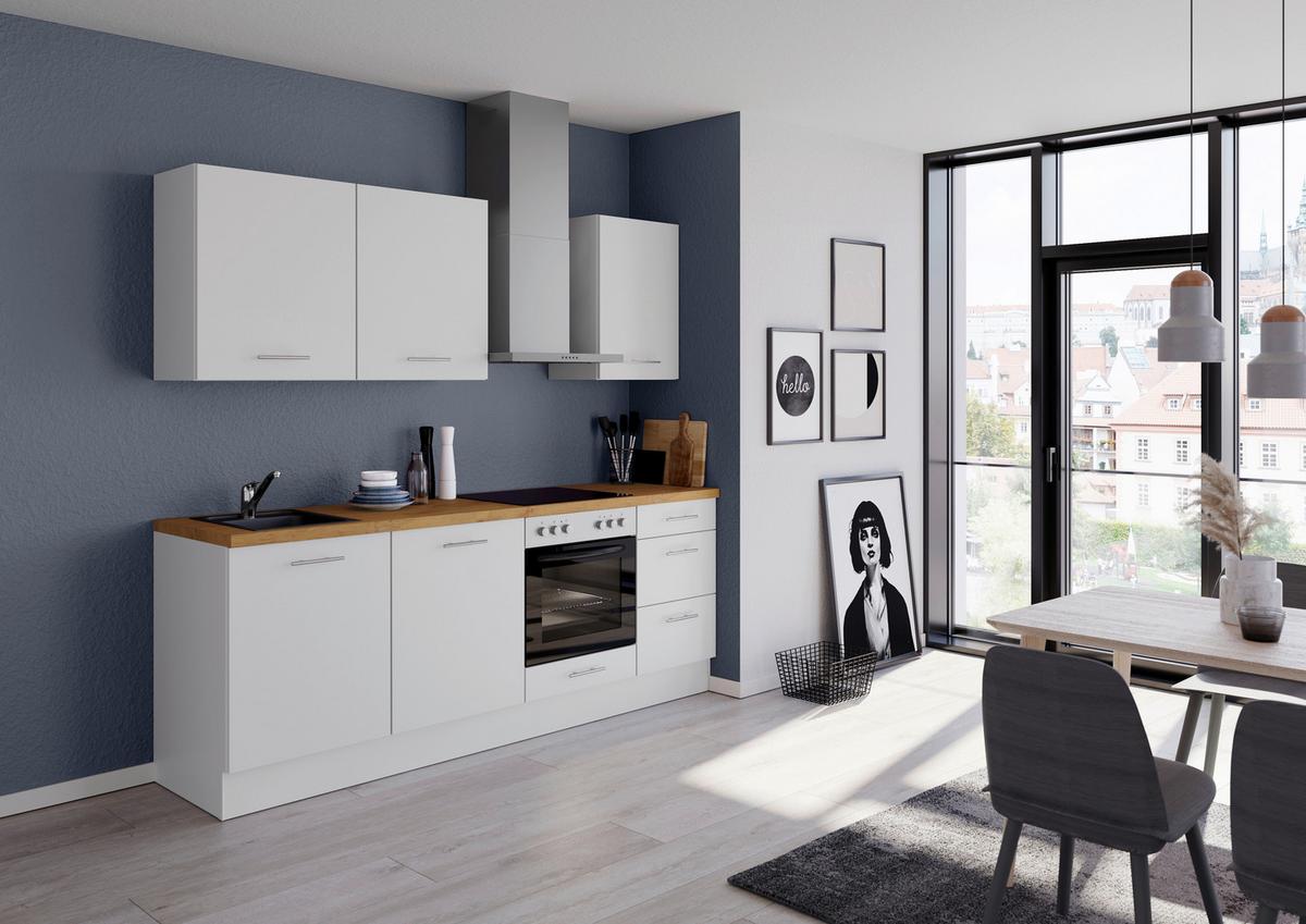 Küchenblock Ip3150 - Eichefarben/Weiß, Design, Holzwerkstoff (230cm) - Impuls