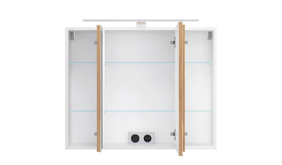 BADEZIMMER Verona Weiß/Wildeiche B: 80cm - Wildeiche/Weiß, Trend, Glas/Holzwerkstoff (80/200/47cm) - Held