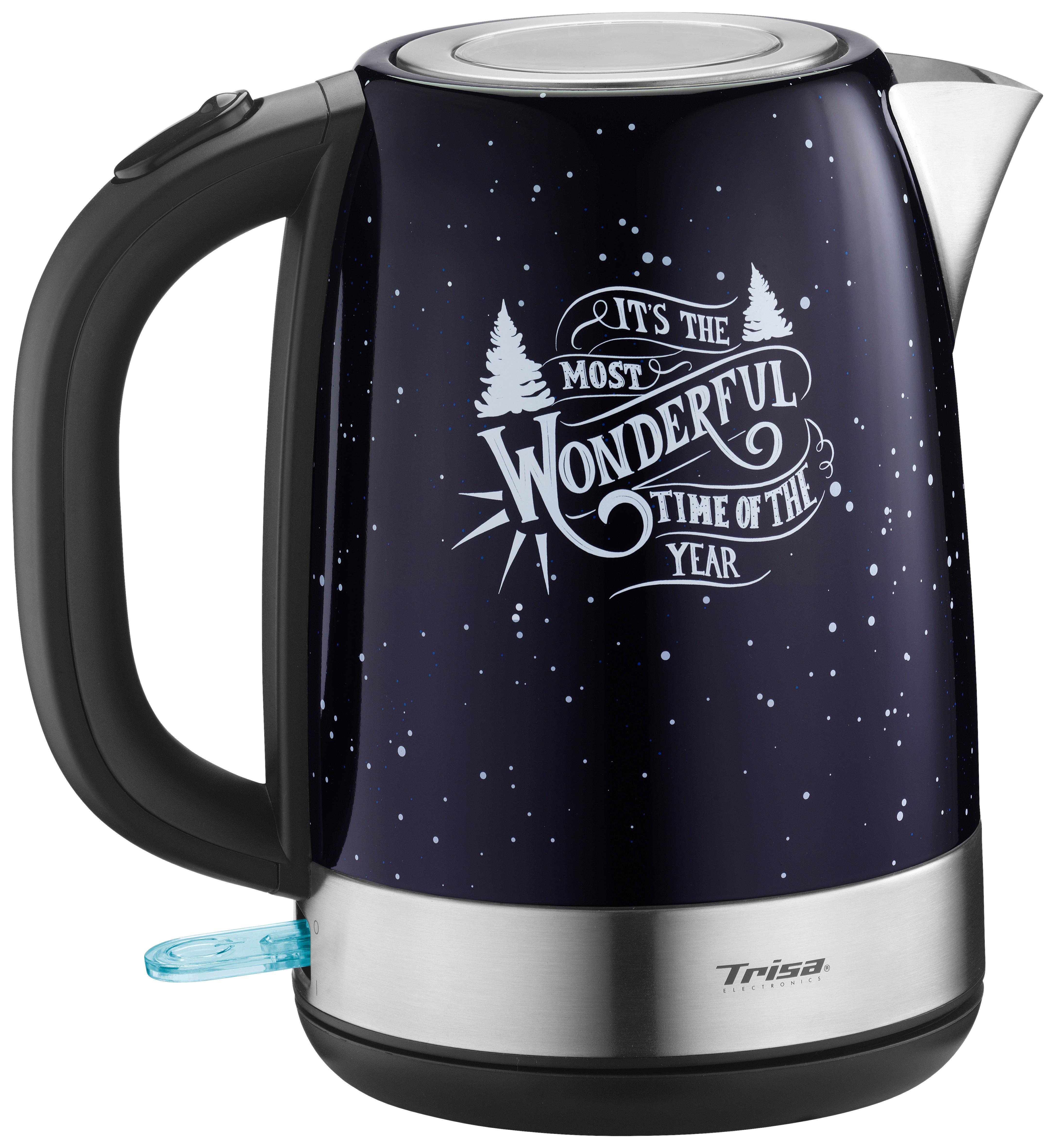 Wasserkocher X-Mas Dunkelblau Edelstahl 1,7l 2200 W - Dunkelblau, KONVENTIONELL, Metall (21,7/15/22cm) - Trisa Electronics