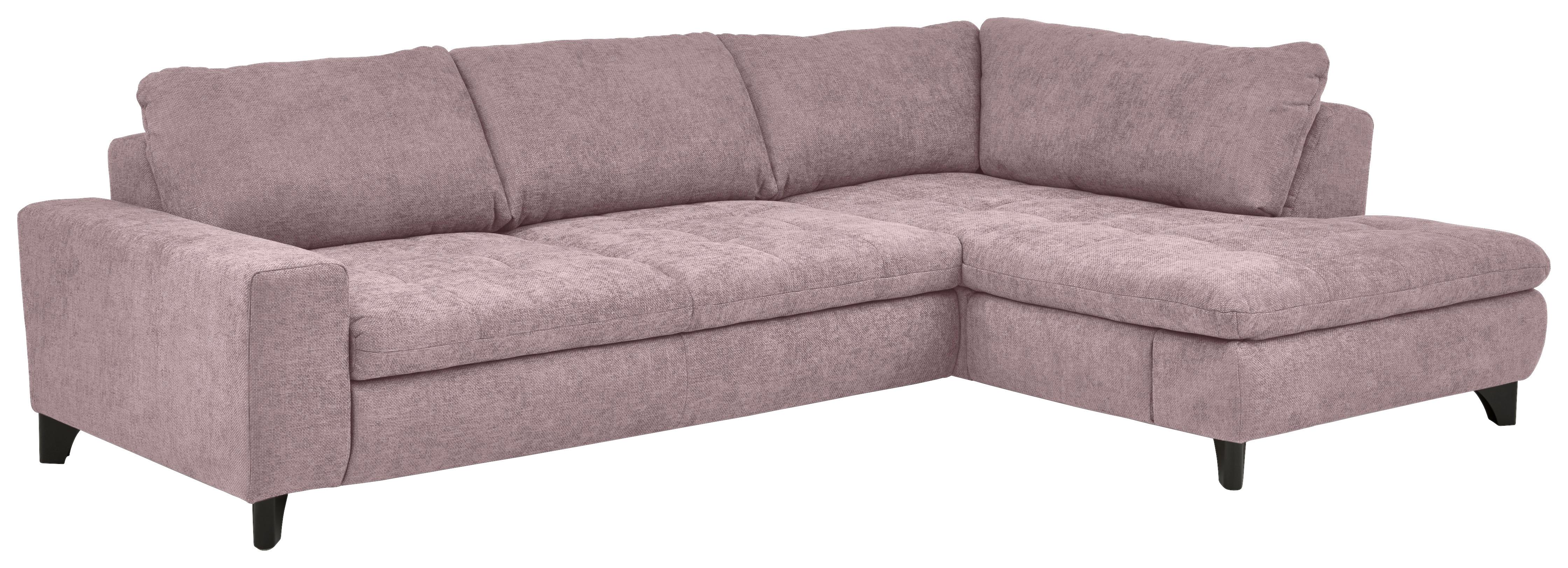 Rohová sedačka LANDO, pravá, růžová žinylka PIA,s funkcemi - růžová/černá, Moderní, kov/textil (289/197cm) - Premium Living