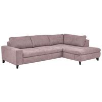 Rohová sedačka LANDO, pravá, růžová žinylka PIA,bez funkcí - růžová/černá, Moderní, kov/textil (289/197cm) - Premium Living