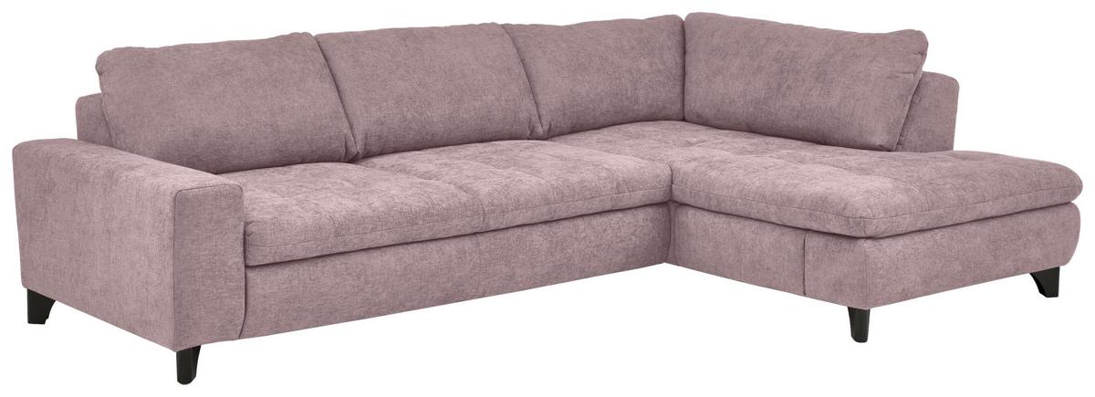 Rohová sedačka LANDO, pravá, růžová žinylka PIA,bez funkcí - růžová/černá, Moderní, kov/textil (289/197cm) - Premium Living