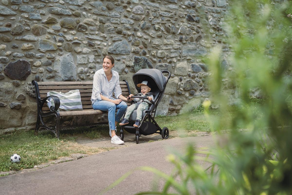 Buggy Boogy 2 Stone Grau, B/H/T: 51x105x84,5 - Dunkelgrau/Schwarz, Basics, Textil/Metall (51/105/84,5cm) - Osann