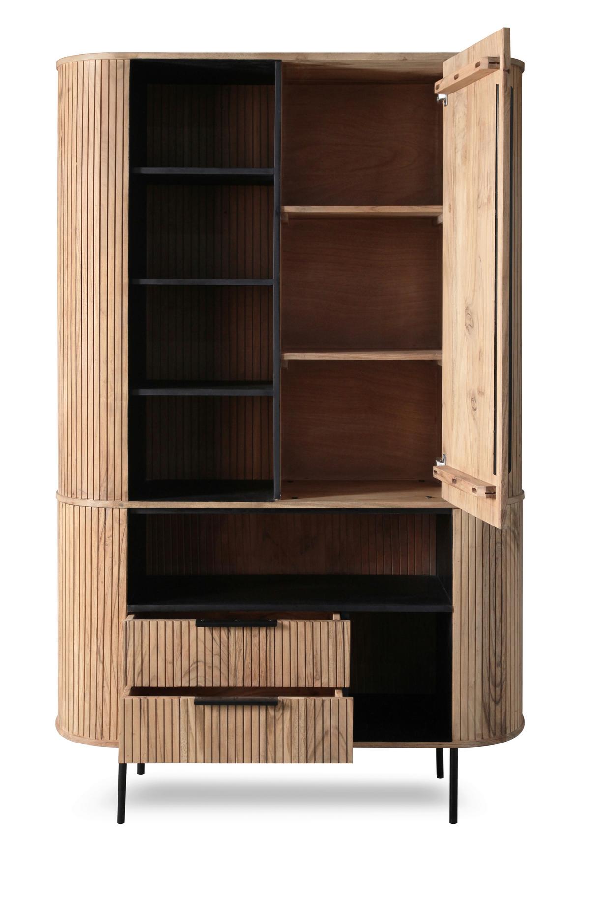 Schrank Kunja Akazie Massiv, B: 118 cm - Akaziefarben, Trend, Holz/Metall (118/195/40cm)
