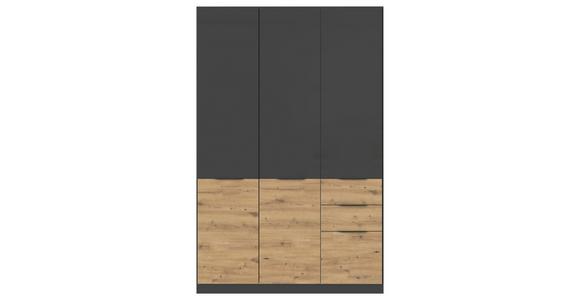 Drehtürenschrank Mit Schubladen 136cm Max-Extra - Eiche Artisan/Grau, KONVENTIONELL, Holzwerkstoff (136/210/54cm) - James Wood