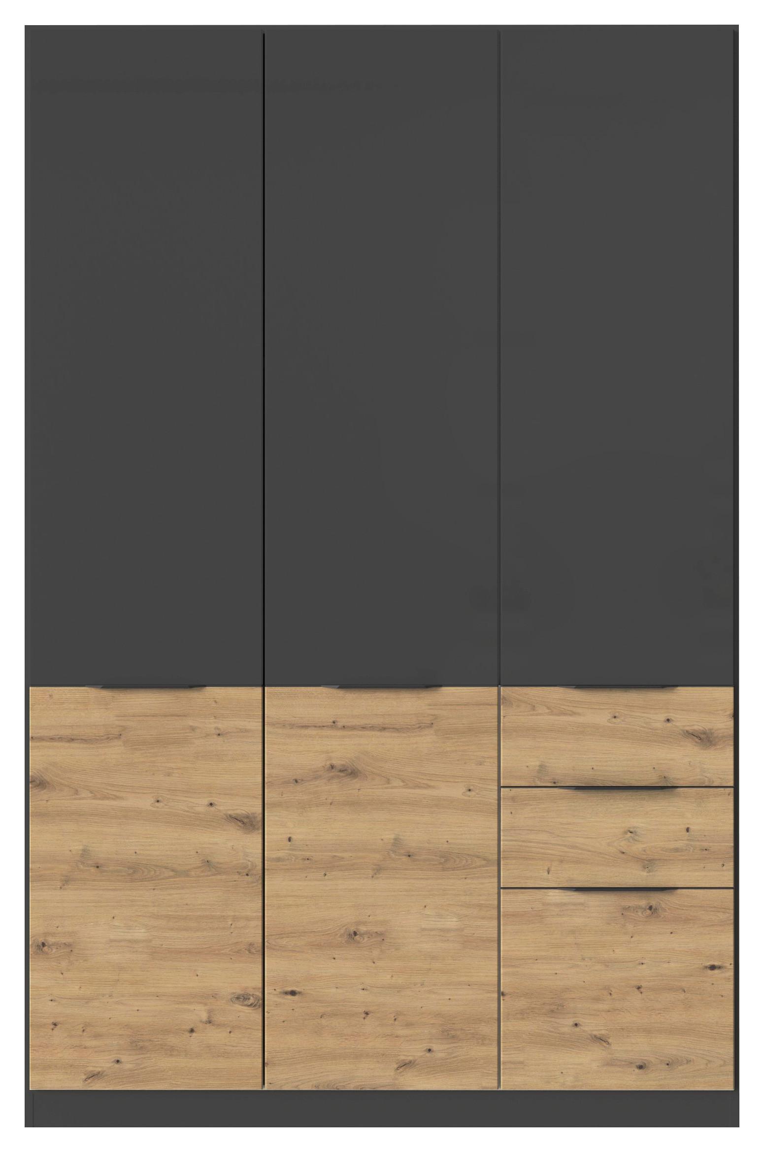 Drehtürenschrank Mit Schubladen 136cm Max-Extra - Eiche Artisan/Grau, KONVENTIONELL, Holzwerkstoff (136/210/54cm) - James Wood
