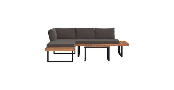 Loungegarnitur 3-Tlg. aus Holz/Metall mit Kissen - Grau, MODERN, Holz/Metall (175/71,5/140cm) - Beldano