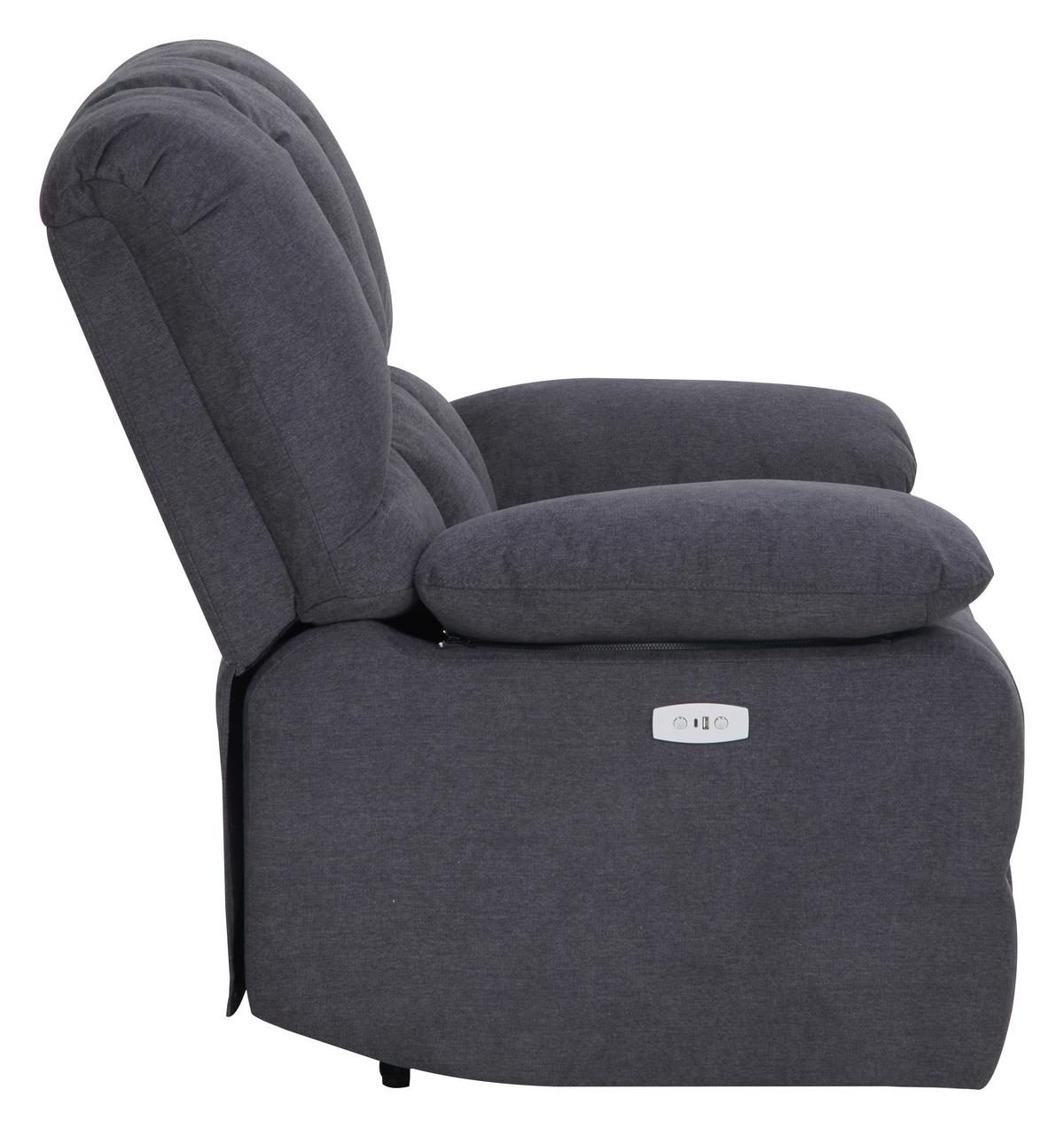 Relaxačné kreslo BOLTON, sivá, el.relaxačná funkcia - sivá, Basics, kov/drevo (108/103,5/96,5cm)
