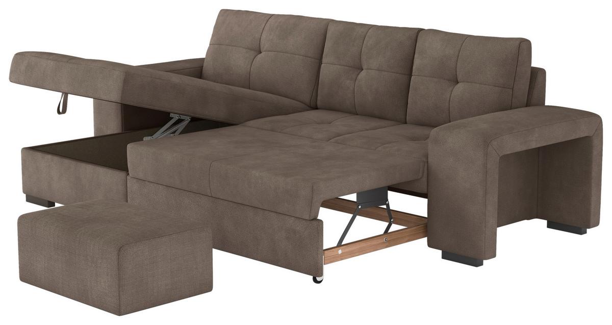 Eckschlafsofa Mattina Taupe S: 156x268 Cm - Taupe/Schwarz, MODERN, Textil (156/268cm) - MID.YOU
