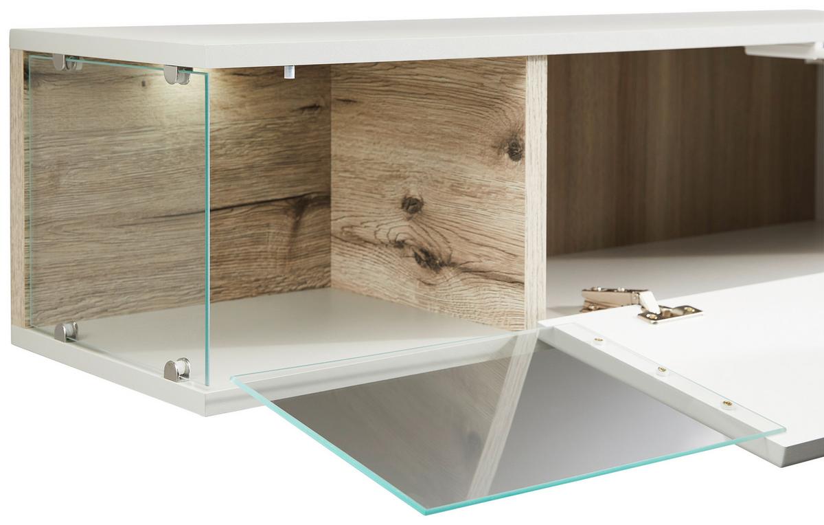 Wohnwand Brann Wohnwand - Eichefarben/Schwarz, Design, Glas/Holzwerkstoff (240/150/40cm) - MID.YOU