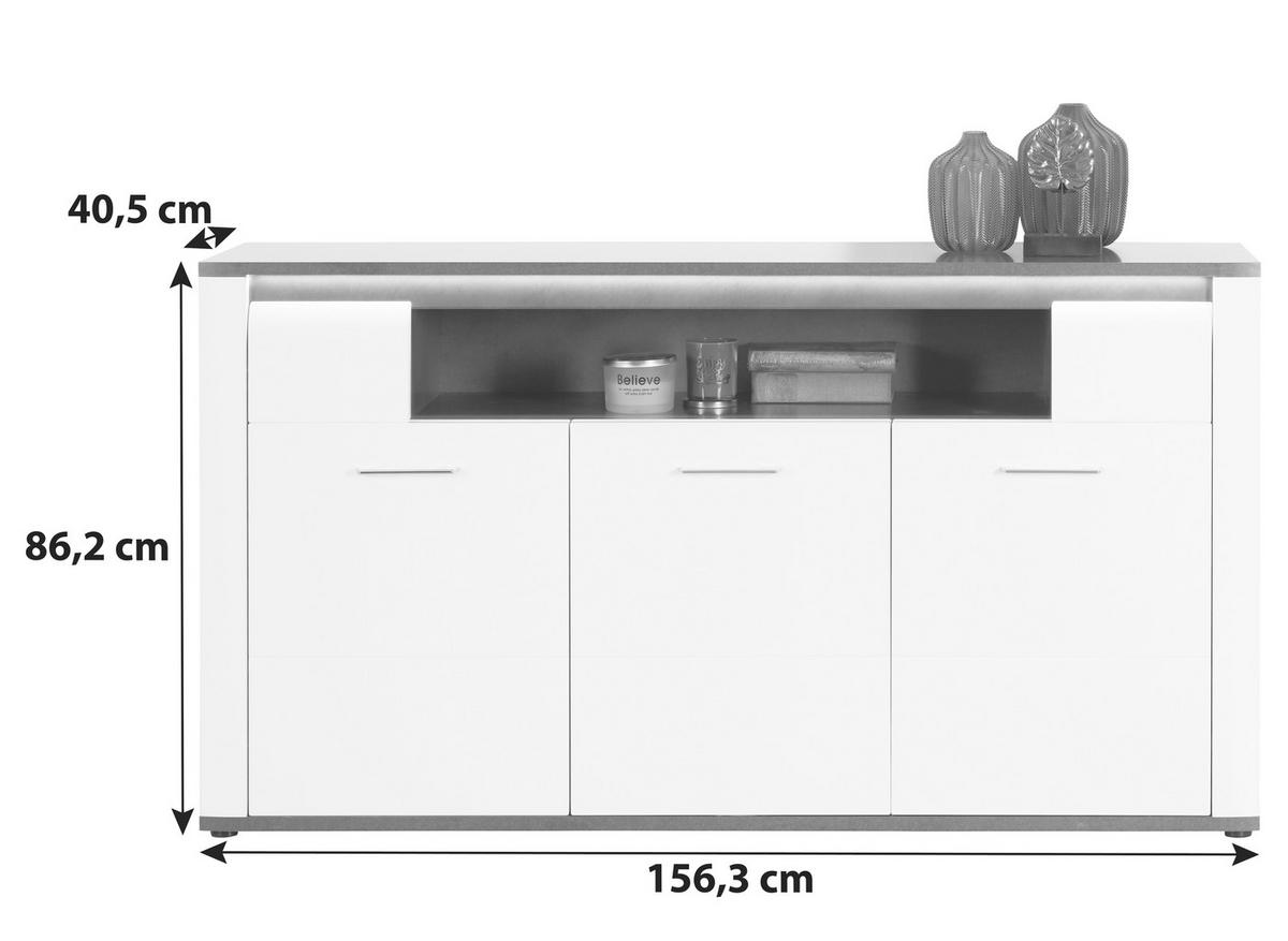 ŠIROKÁ KOMODA ALASSIO - bílá/černá, Moderní, kov/kompozitní dřevo (156,3/86,2/40,5cm) - Luca Bessoni