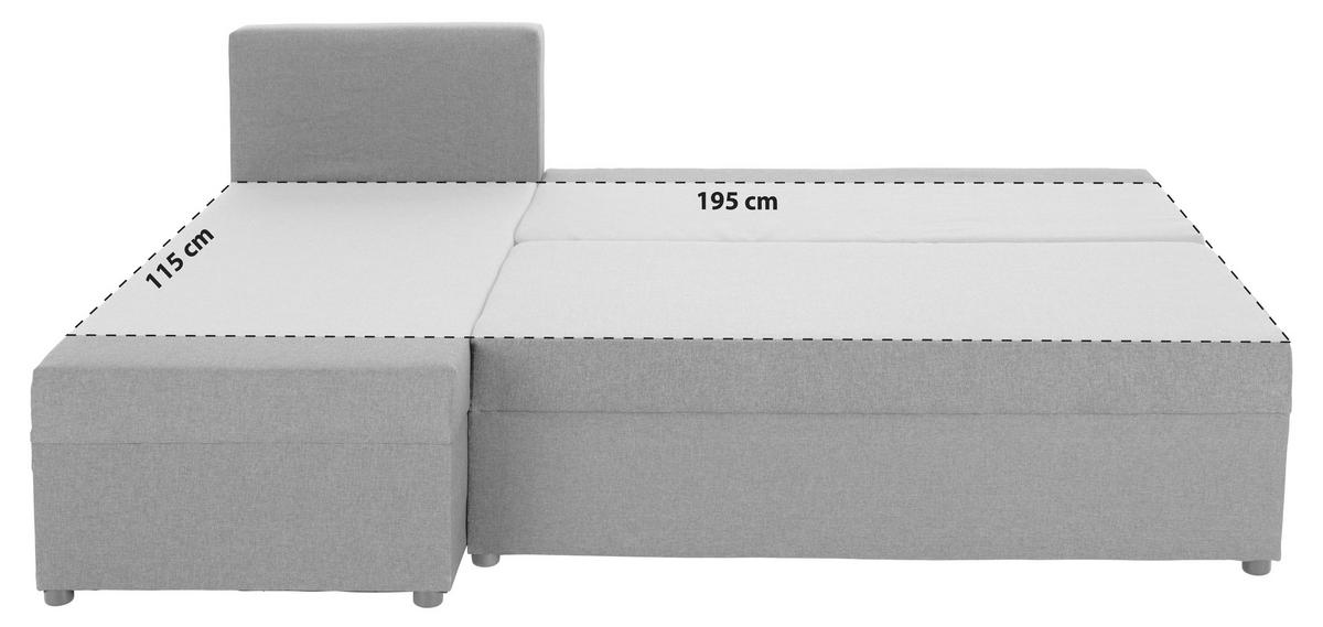 Ecksofa M. Bettfunktion Jon M. Kissen Grau 195x147 Cm - Schwarz/Grau, Design, Textil (195/147cm) - P & B