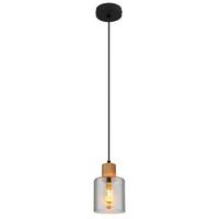 Hängeleuchte 15768 - Dunkelbraun/Schwarz, Natur, Glas/Holz (12/120cm) - Globo