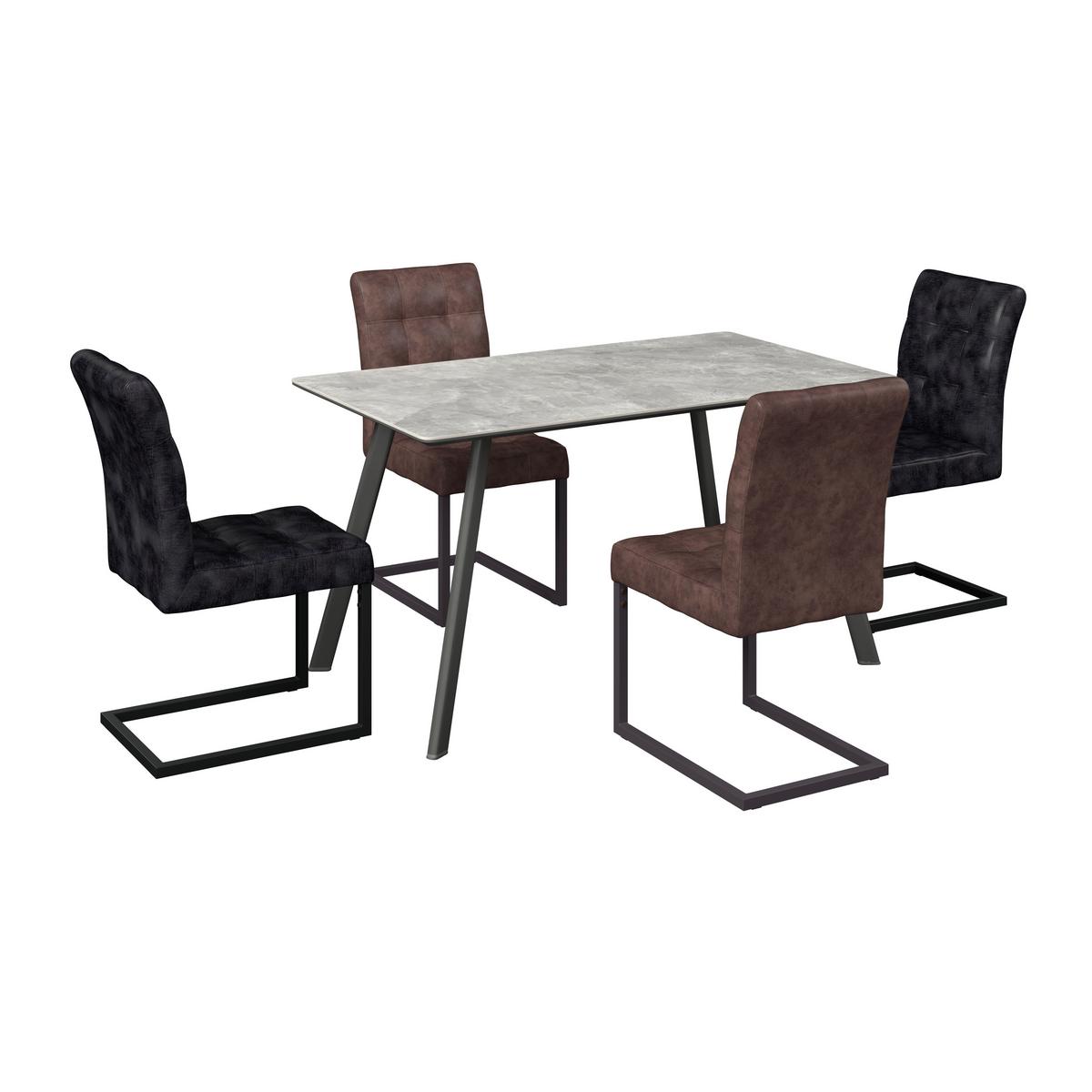 Esstisch George Mdf Grau Dekor, B: 120cm - Schwarz/Grau, Trend, Keramik/Holzwerkstoff (120/76/80cm)
