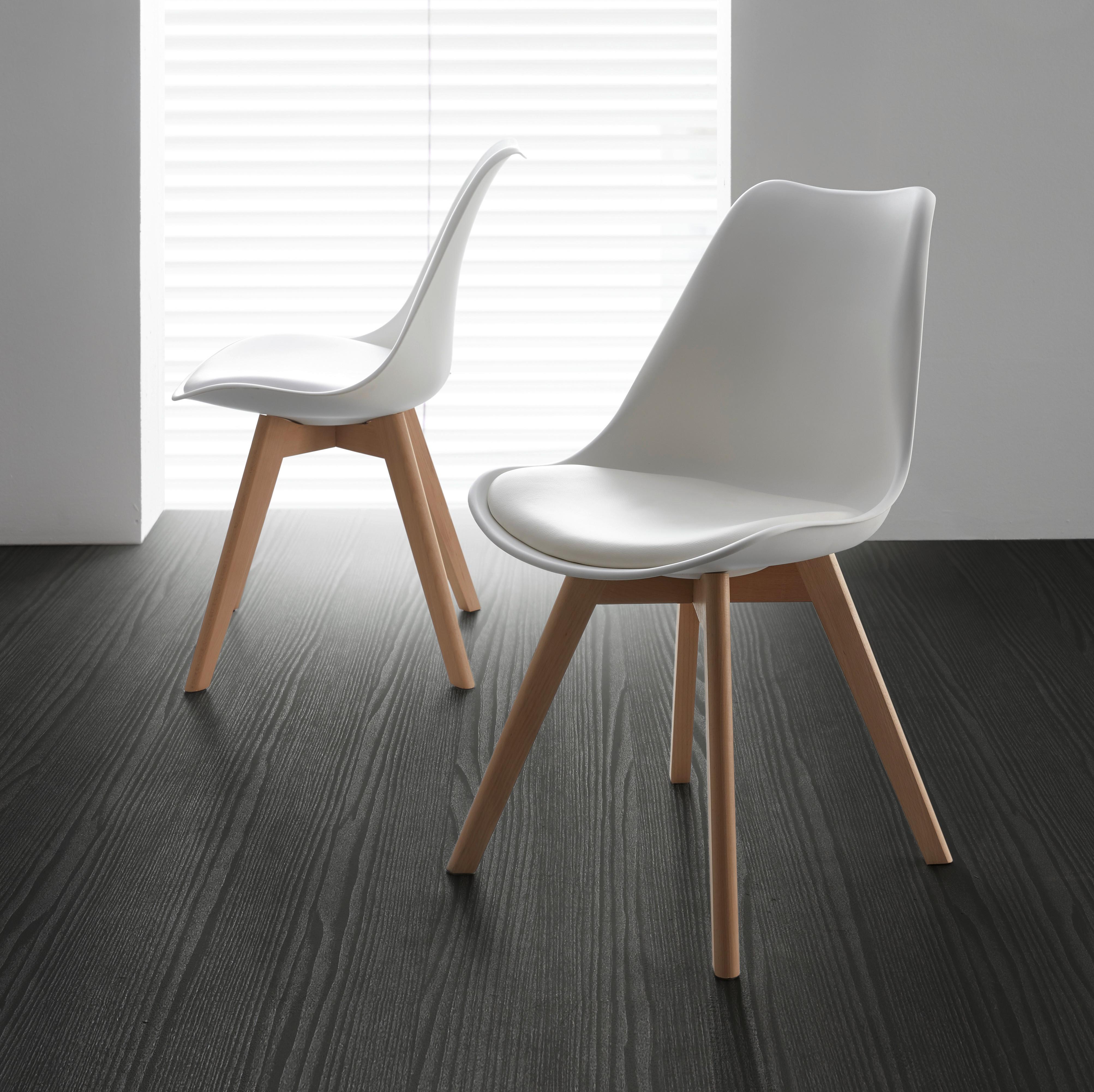Stolička Judy biela - farba buka/biela, Modern, drevo/textil (49/81/58cm) - Bessagi Home