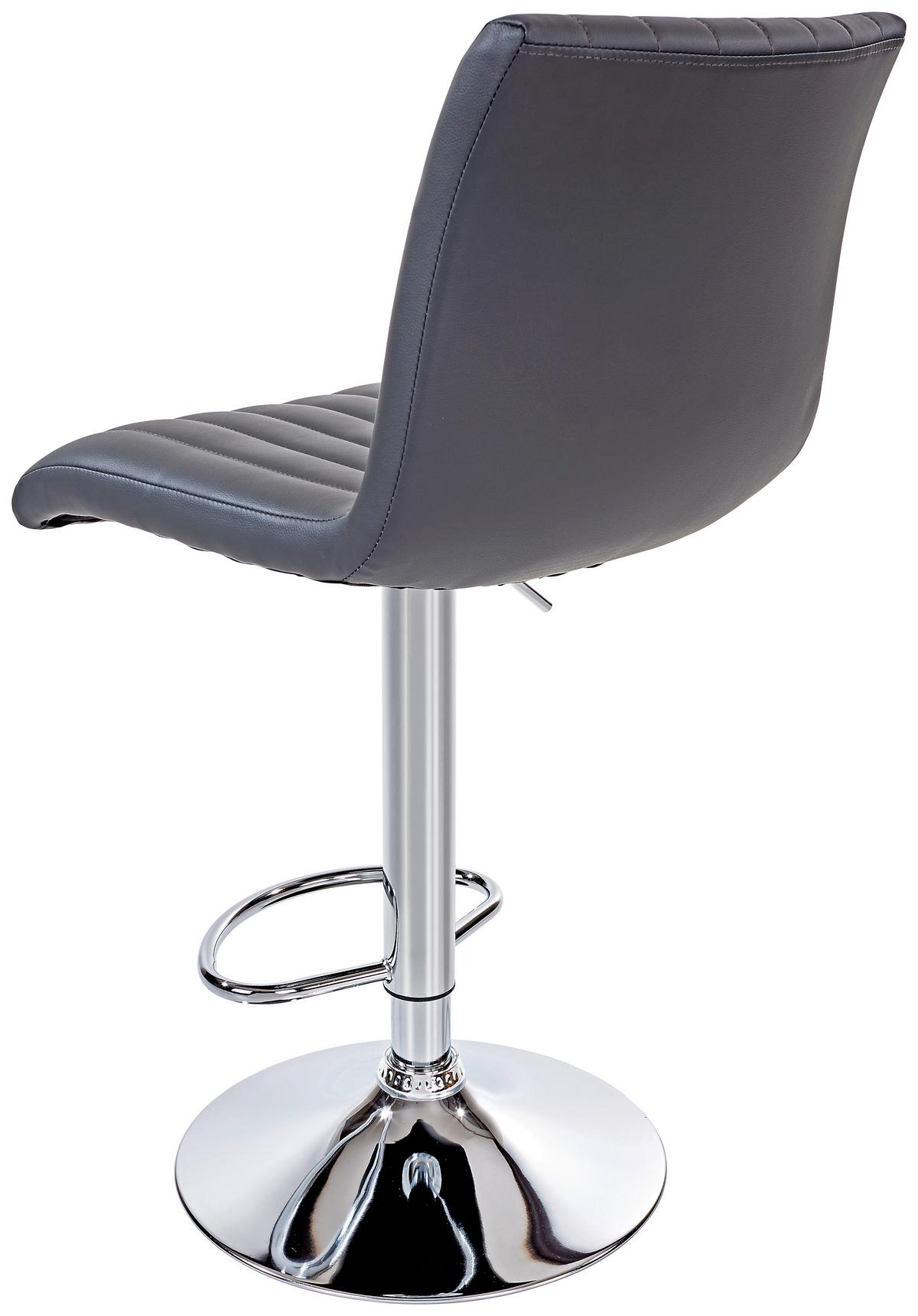 Barhocker höhenverstellbar mit Lehne Party Grau/Chrom - Chromfarben/Grau, MODERN, Textil/Metall (43/91-112/54cm) - MID.YOU