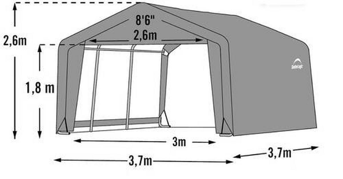 Zeltgarage Shed-In-A-Box 13,7m² - Grau, Basics, Kunststoff (370/260/370cm)