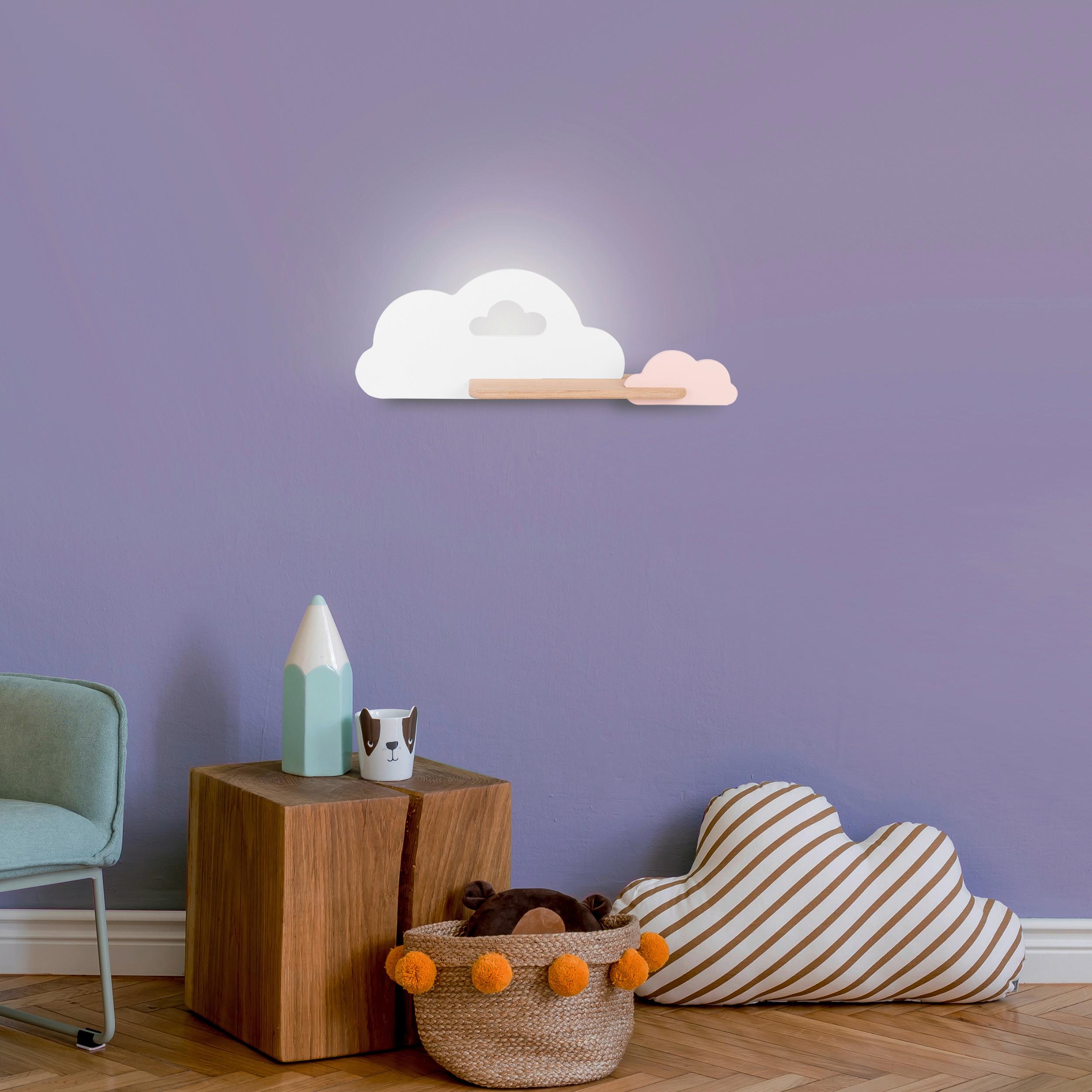 Kinderwandleuchte 21-76717 Cloud - Pink/Weiß, Basics, Holz/Holzwerkstoff (53/12/18.5cm)