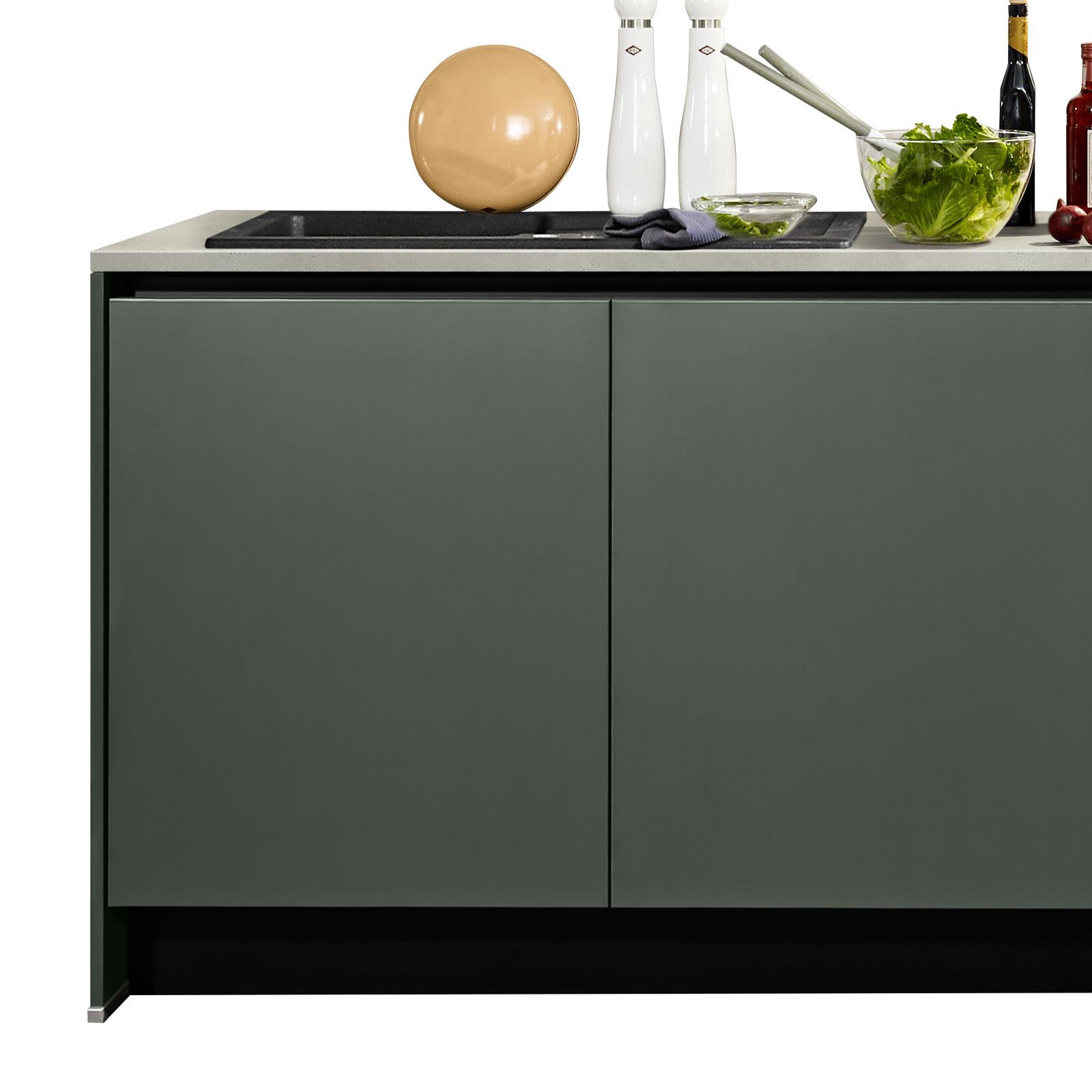 Küchenzeile Win ohne Geräte 268 cm Dunkelgrün - Basics, Holzwerkstoff (268cm)