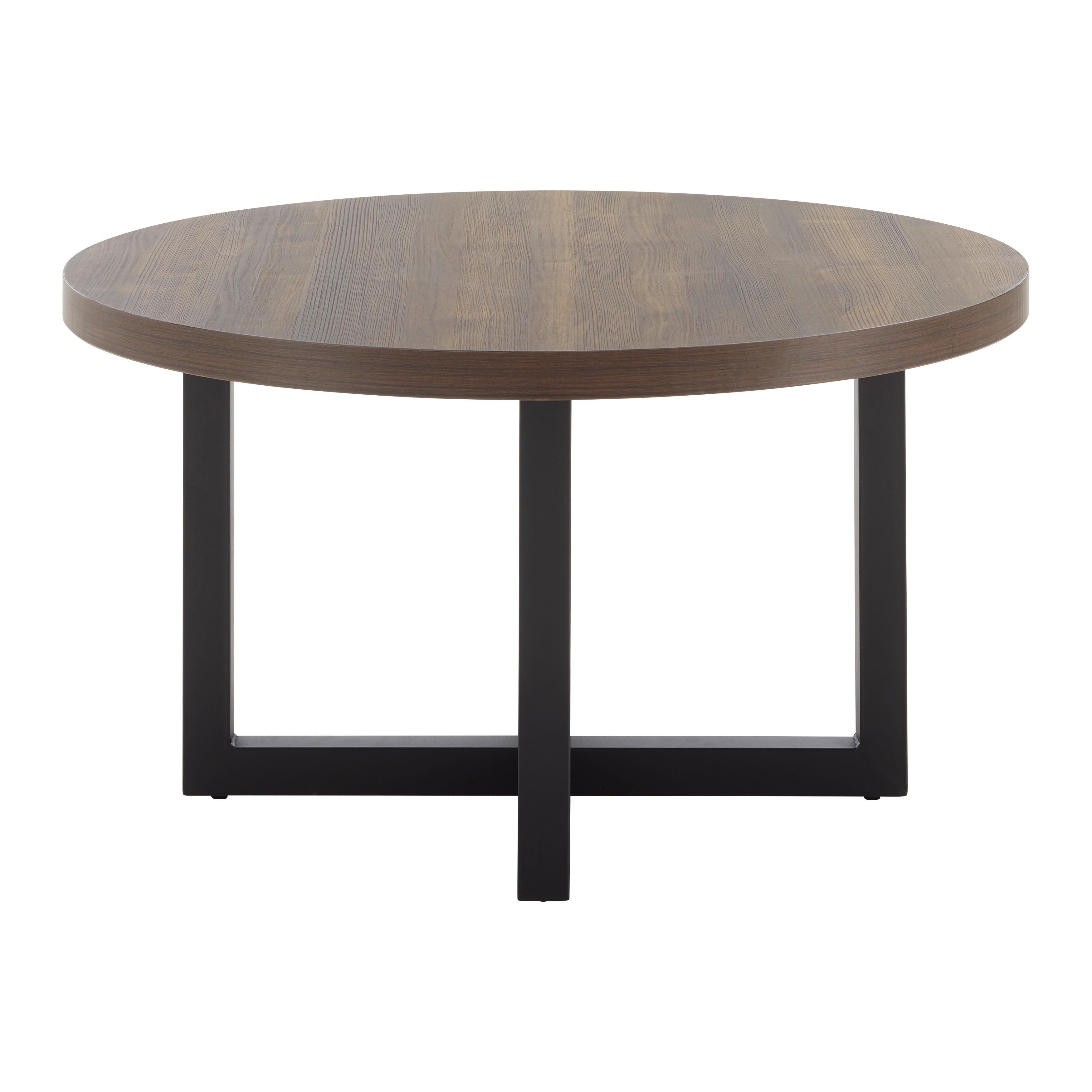 Konferenčný Stolík Carlo - čierna/farby vlašského orecha, Moderný, kov/drevo (80/45/80cm) - Bessagi Home
