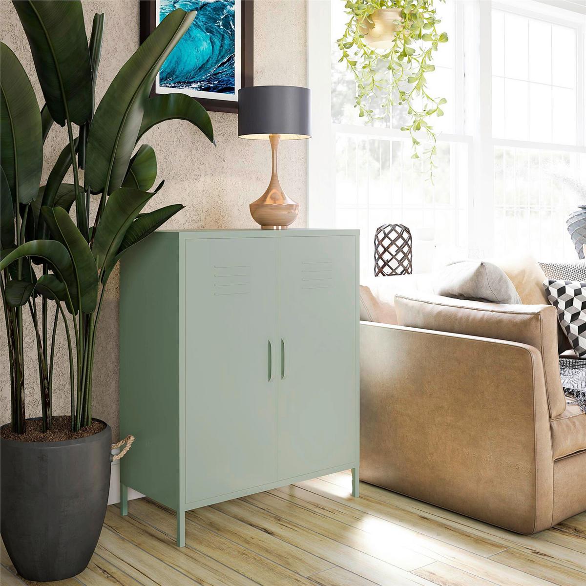 Highboard Mission District Grün B: 40cm - Hellgrün/Grün, Design, Metall (40/102/80cm) - MID.YOU