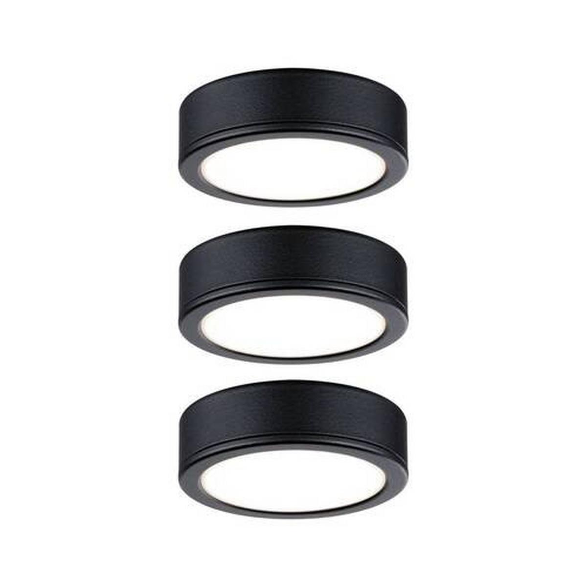 Unterbauleuchte 3x Led 3 W Kunststoff Schwarz Flach - Schwarz, Basics, Kunststoff (6,5/1,7cm) - Paulmann