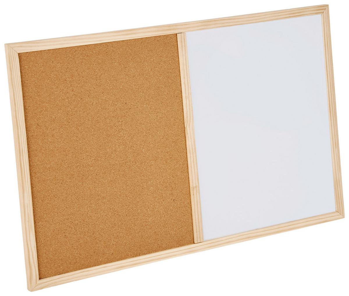 Pinnwand Beat mit Magnettafel, 60x40 cm - Naturfarben/Weiß, Basics, Karton/Holz (60/40cm) - Homezone