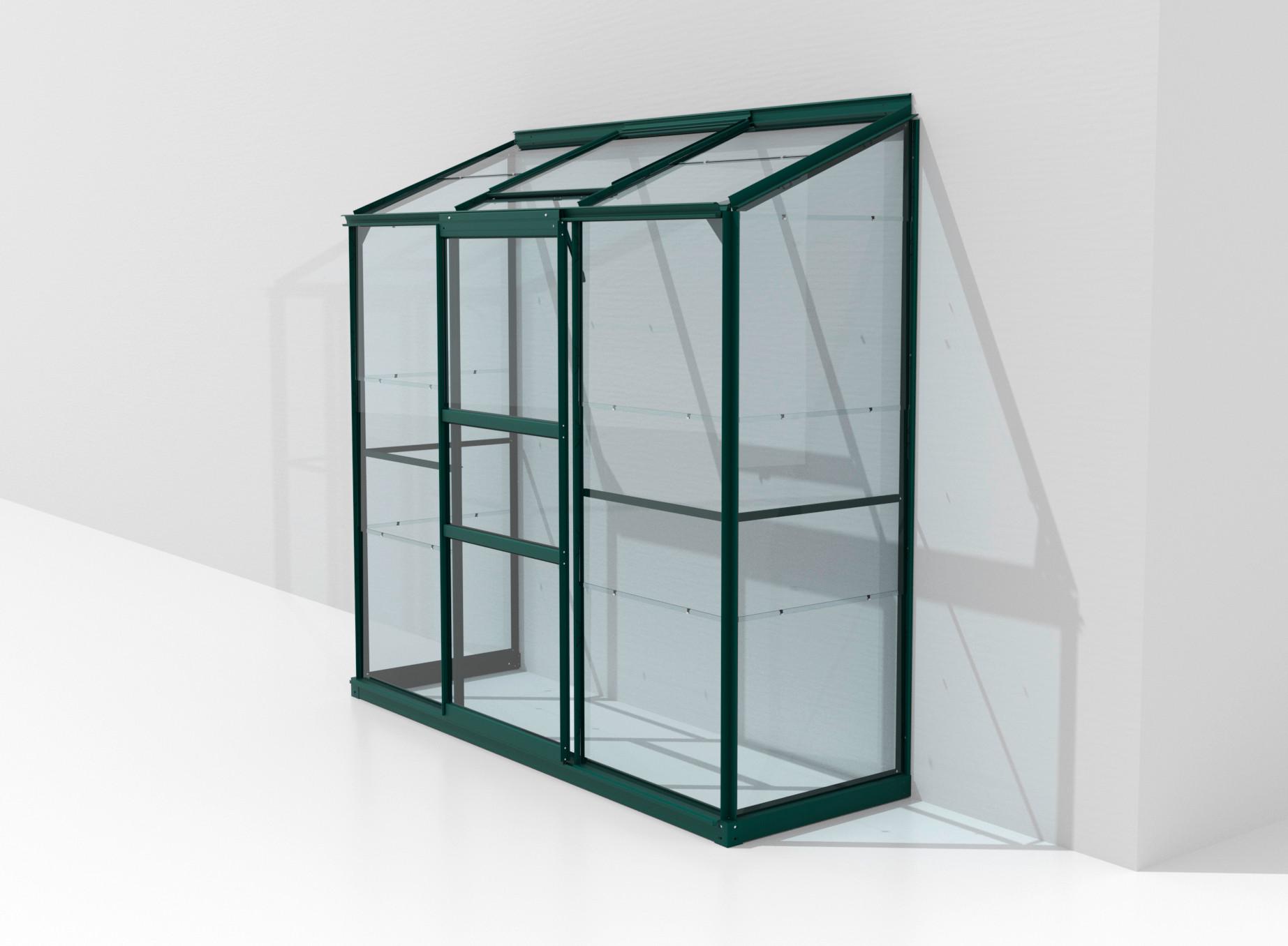 Anlehn-gewächshausbausatz Ida 1300 Esg3mm, Smaragd - Smaragdgrün, Basics, Glas/Metall (192,8/182,3/68,8cm)