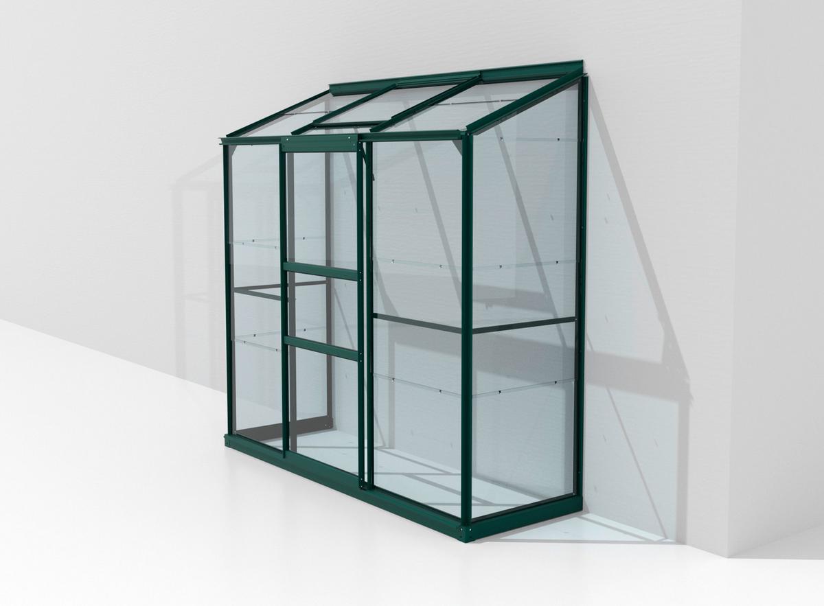 Anlehn-gewächshausbausatz Ida 1300 Esg3mm, Smaragd - Smaragdgrün, Basics, Glas/Metall (192,8/182,3/68,8cm)