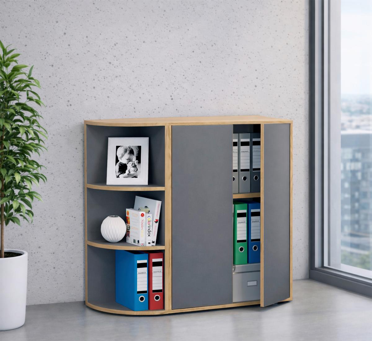 Eckregal Salia Anthrazit/Honigreiche B: 33 cm - Honigeiche/Anthrazit, Design, Holzwerkstoff (33/110/33cm) - Livetastic
