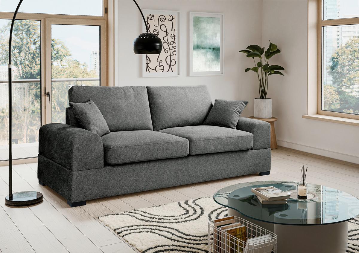 3-sitzer-sofa Veda Grau S: 221x93cm - Schwarz/Grau, Basics, Textil (221/93cm) - MID.YOU