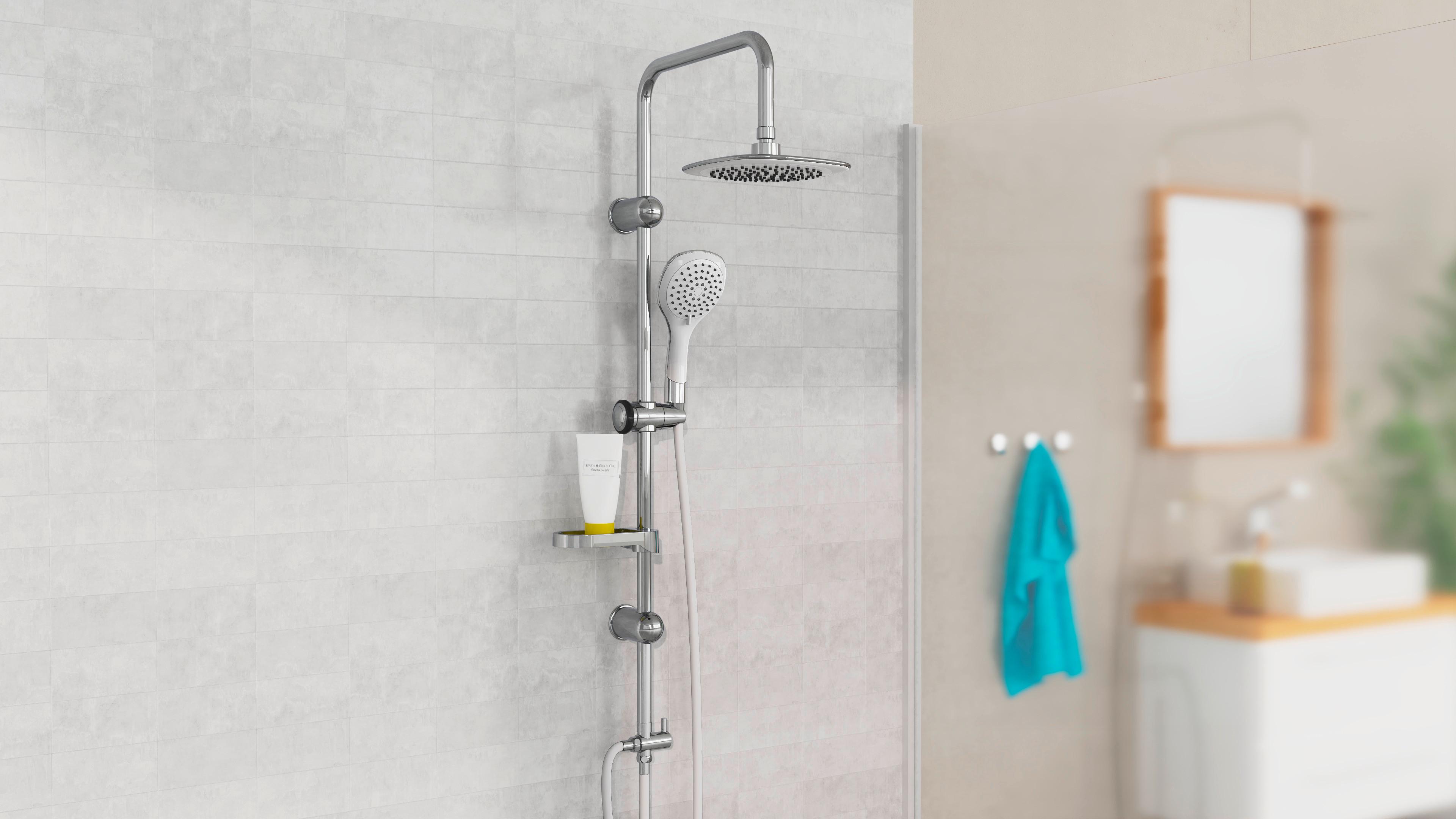 Überkopfbrauseset Duschtraum Dxld 60087cs - Chromfarben/Weiß, MODERN, Kunststoff/Metall (31,1/79/7,4cm) - EISL