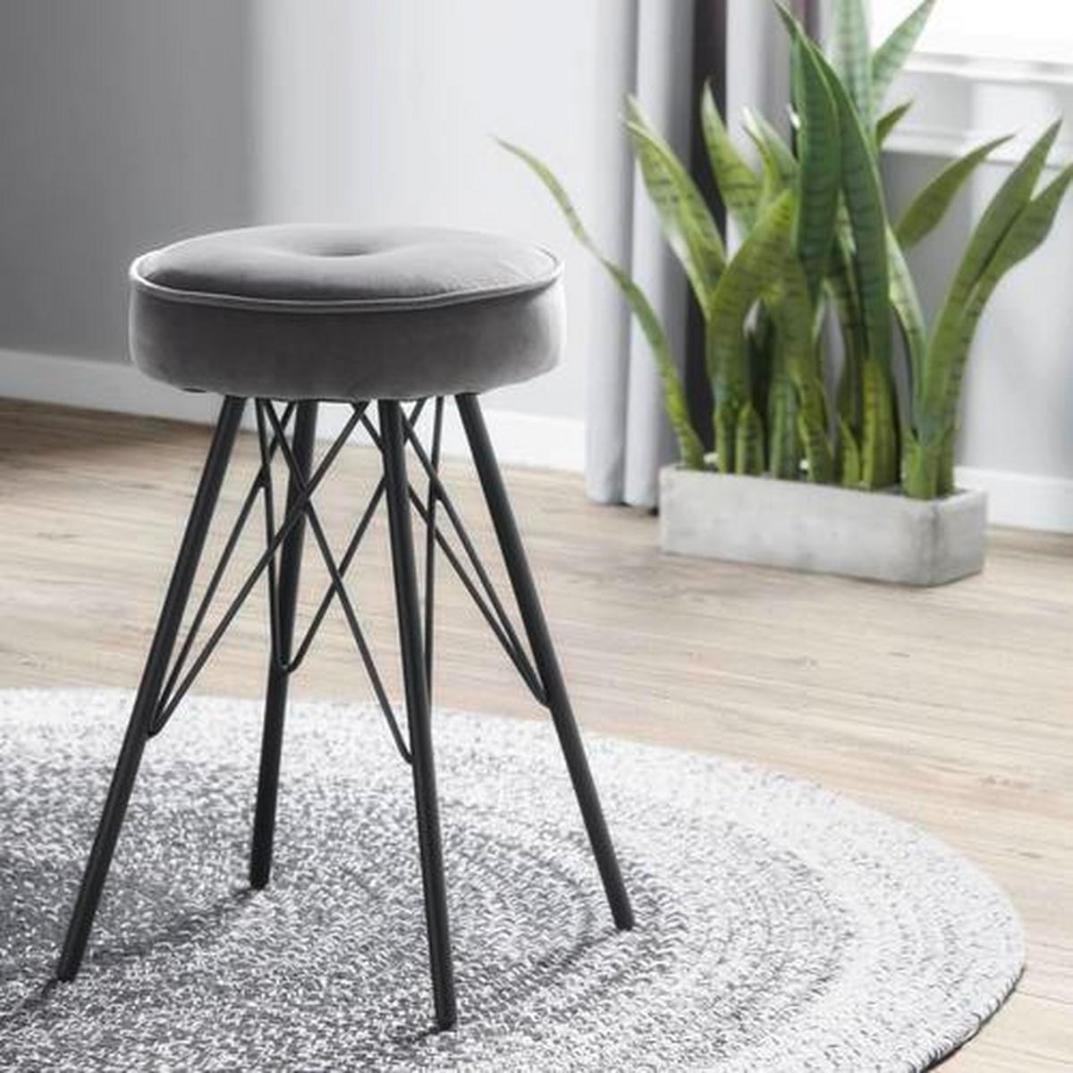 TABURET ACCRE - šedá/černá, Lifestyle, kov/textil (30/53/30cm) - Mömax