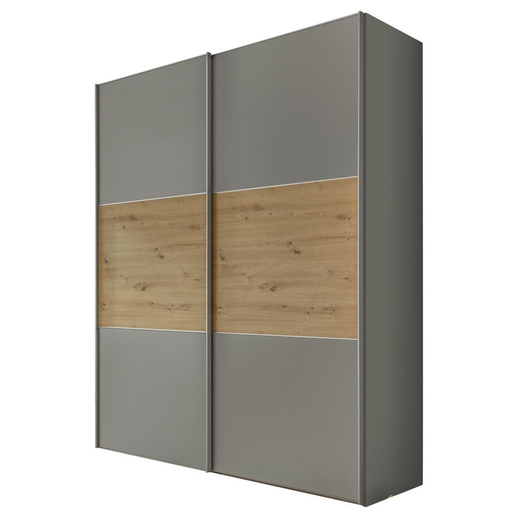 Schwebetürenschrank 225cm Includo Grau/Artisan Eiche