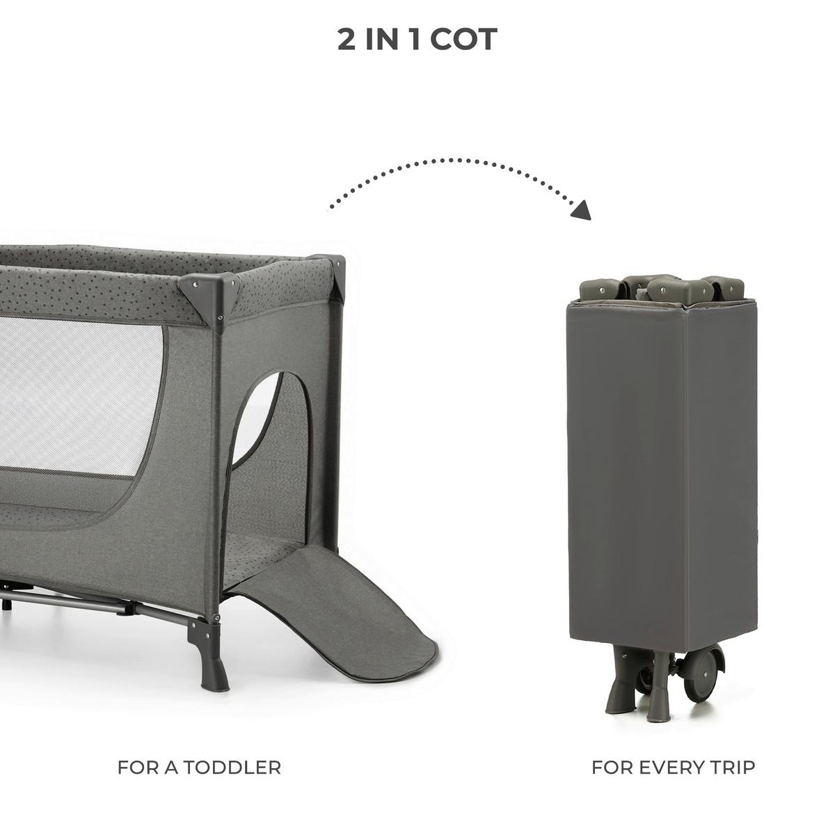 Reisebett Joy 2 2-In-1 Dunkelgrau, Lf: 60x120cm - Dunkelgrau, Basics (60/120cm) - Kinderkraft