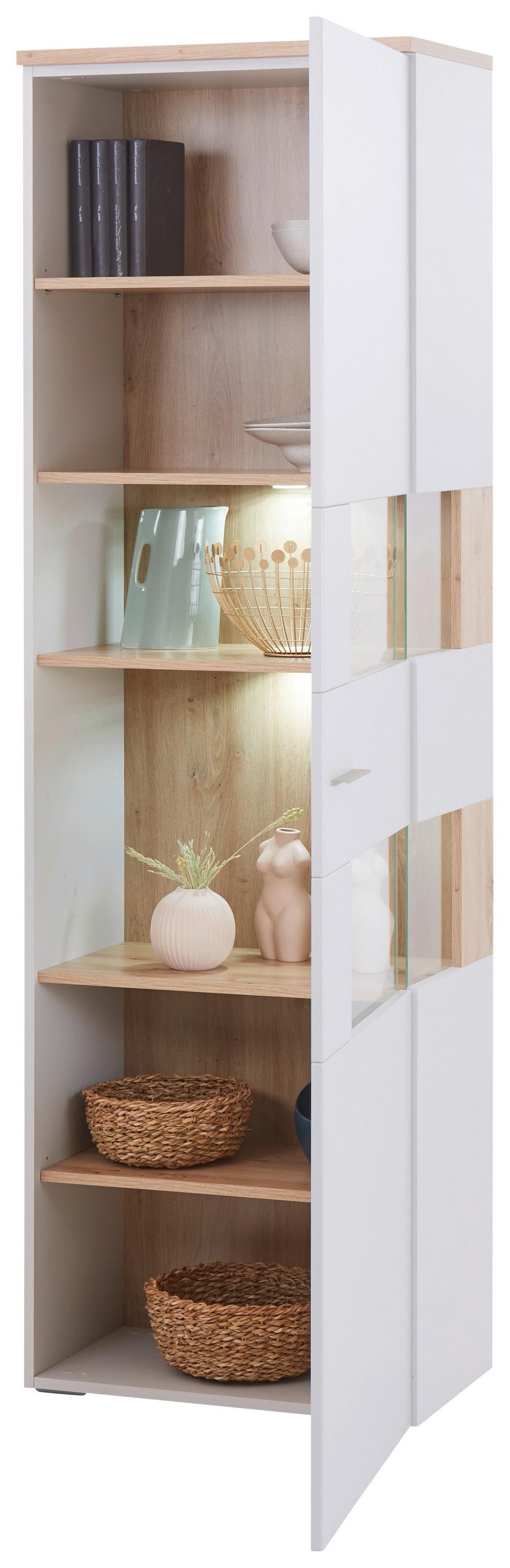 Vitrine Twin B: 60,1 Cm Hellgrau/eiche Artisan Dekor - Eiche Bianco/Eichefarben, MODERN, Holzwerkstoff (60,1/198,4/37,2cm)