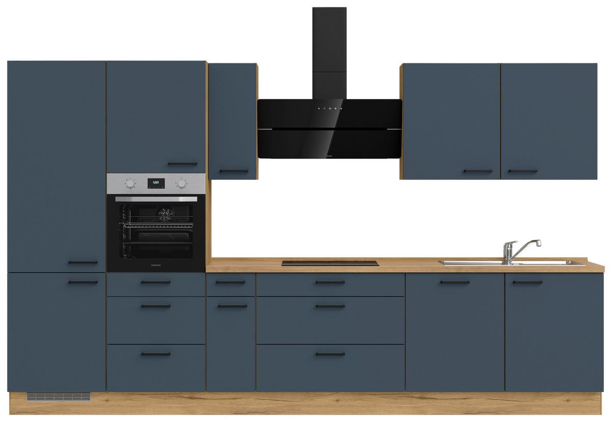 Küchenleerblock Easytouch High-Line, H12 Links - Blau/Eichefarben, MODERN, Holzwerkstoff (360cm) - Nobilia