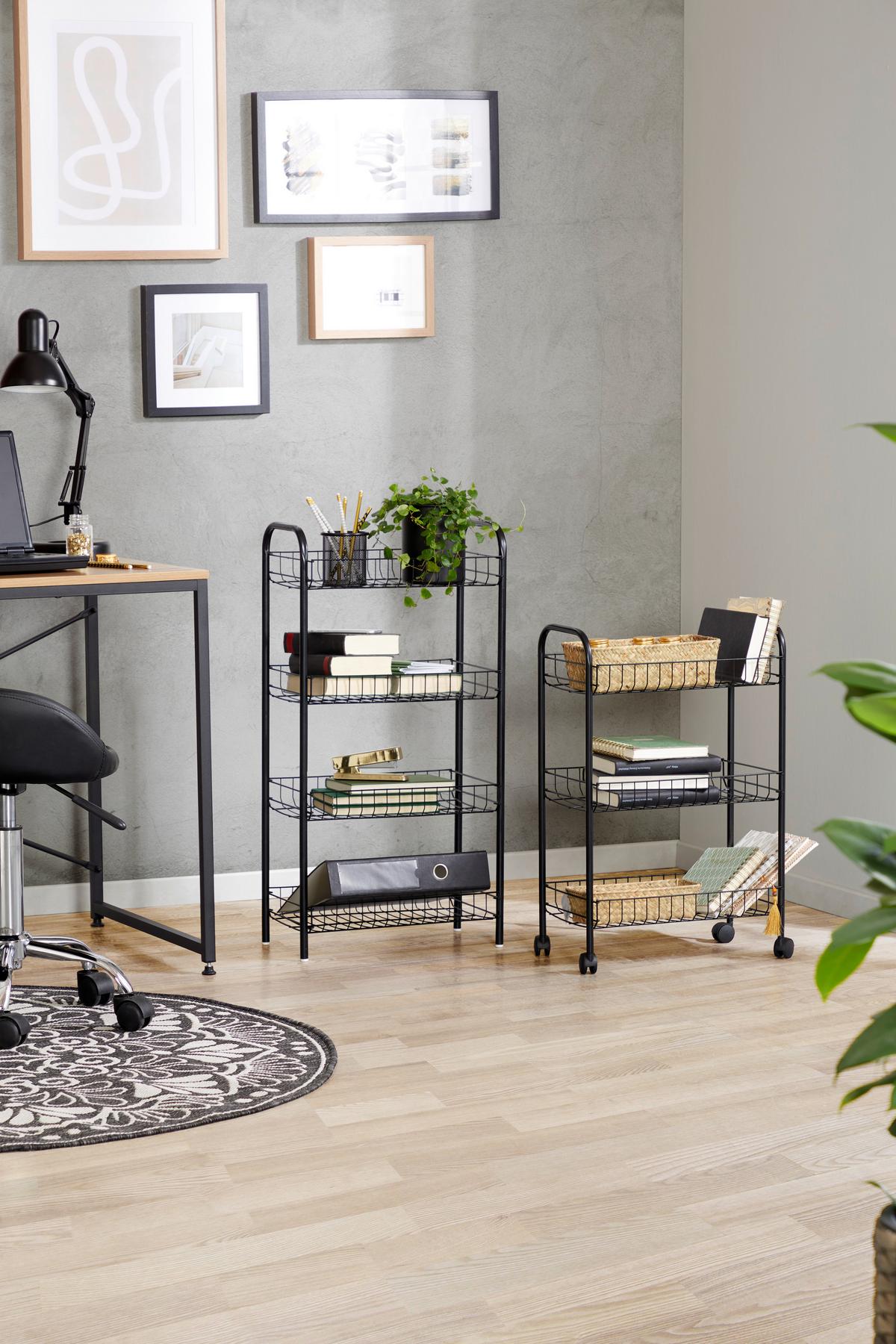 Aufbewahrungsregal Sprinter - Schwarz, Basics, Kunststoff/Metall (41/23/80cm) - Metaltex