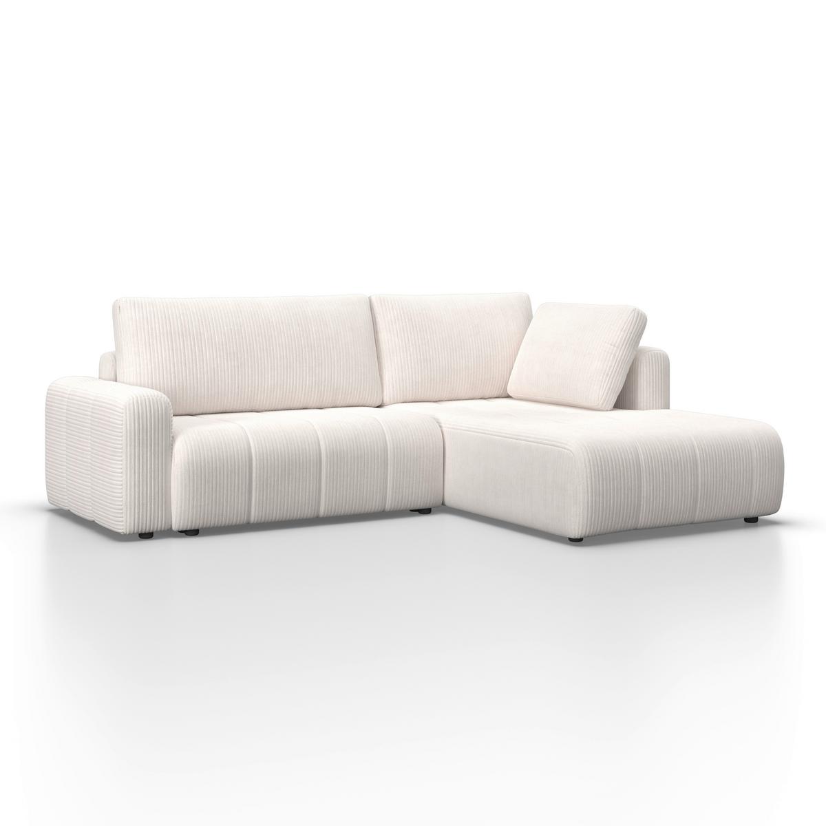 Sedací souprava GIA, pravá, bílá - bílá/šedá, Moderní, dřevo/textil (261/197cm) - Bessagi Home