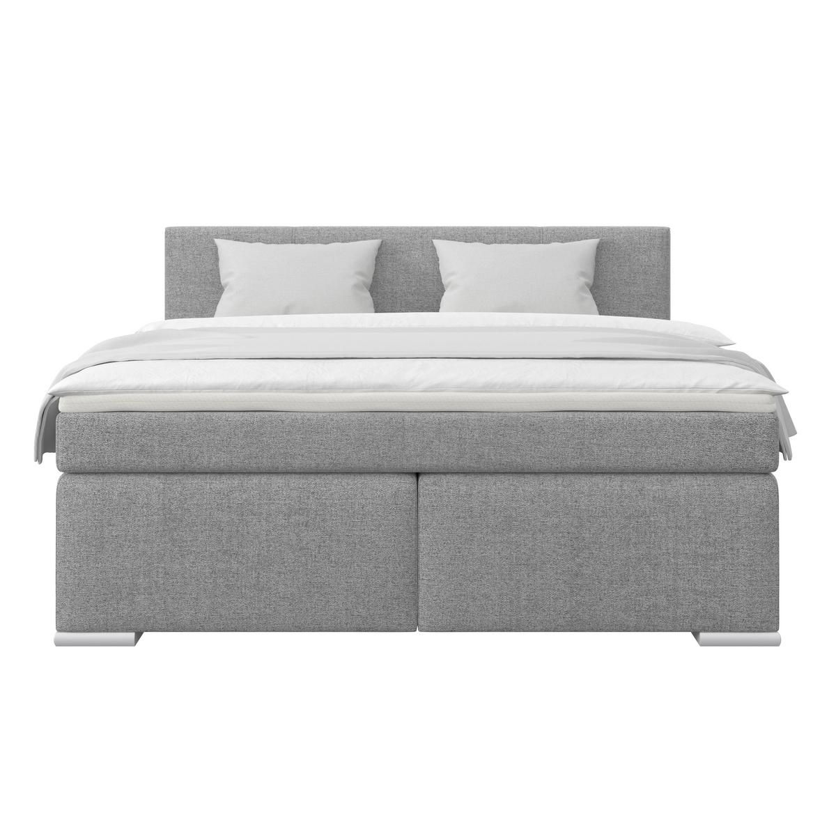 Boxspringbett Mira I Nordic, Lf: 160x200 Cm - Alufarben/Grau, Basics, Textil (160/200cm)
