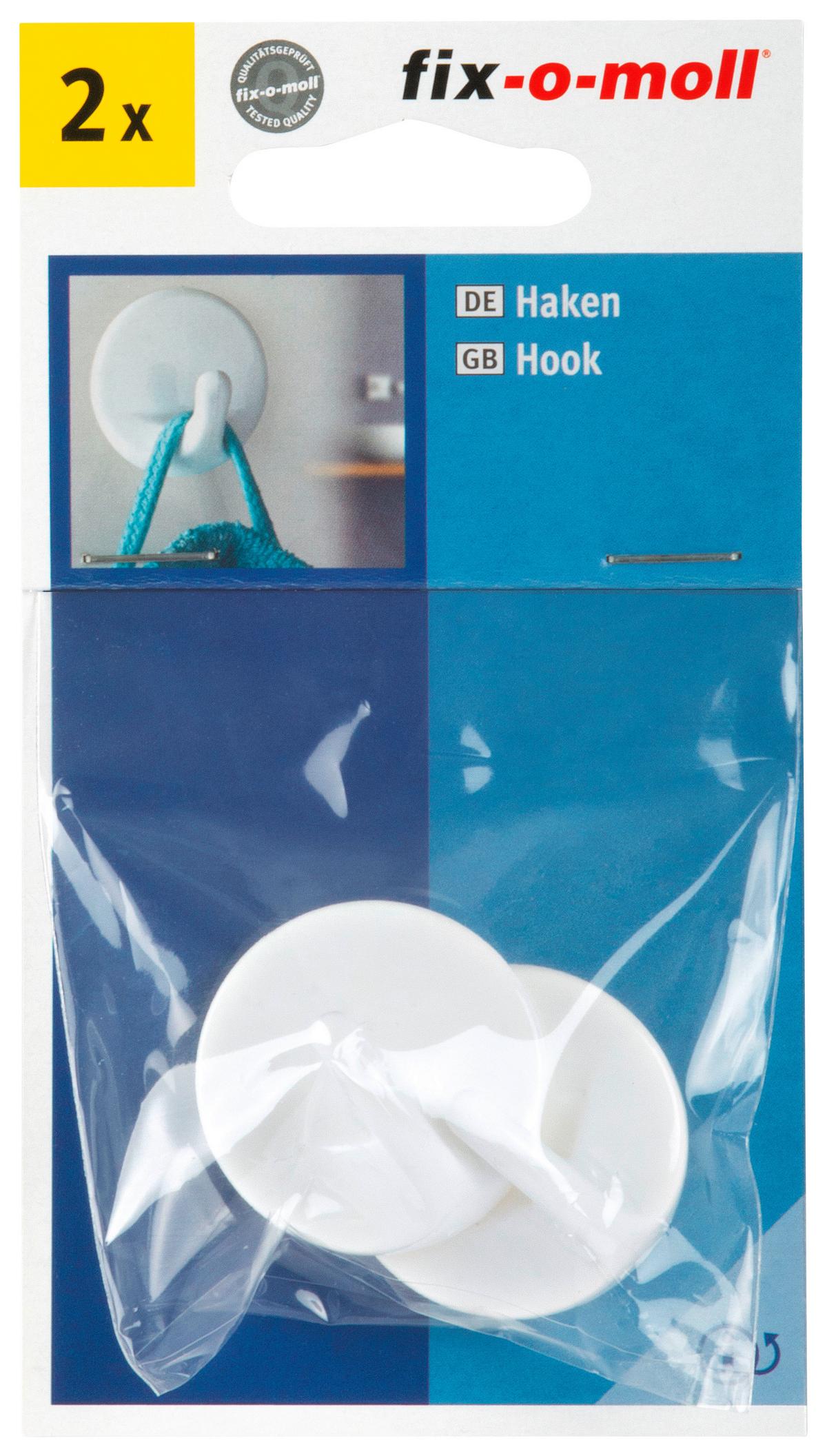 Klebehaken 2er-Set Selbstklebend Kunststoff - Weiß, Kunststoff (3,5cm) - Suki