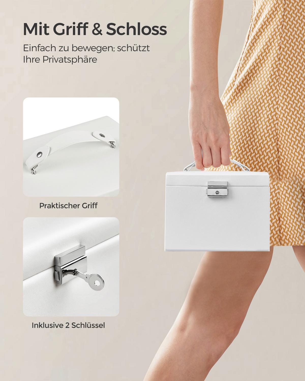 Schmuckkästchen Weiß B: 18 Cm - Weiß, LIFESTYLE, Holzwerkstoff (18/13,5/14cm)