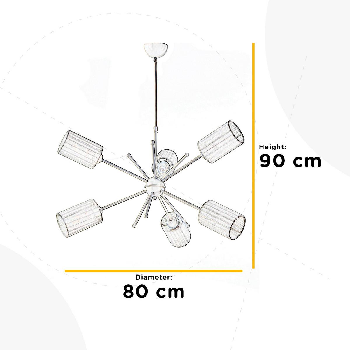 Kronleuchter Weiß Hg L: 80 cm 22w - Weiß Hochglanz, Basics, Textil/Metall (80/80/90cm)