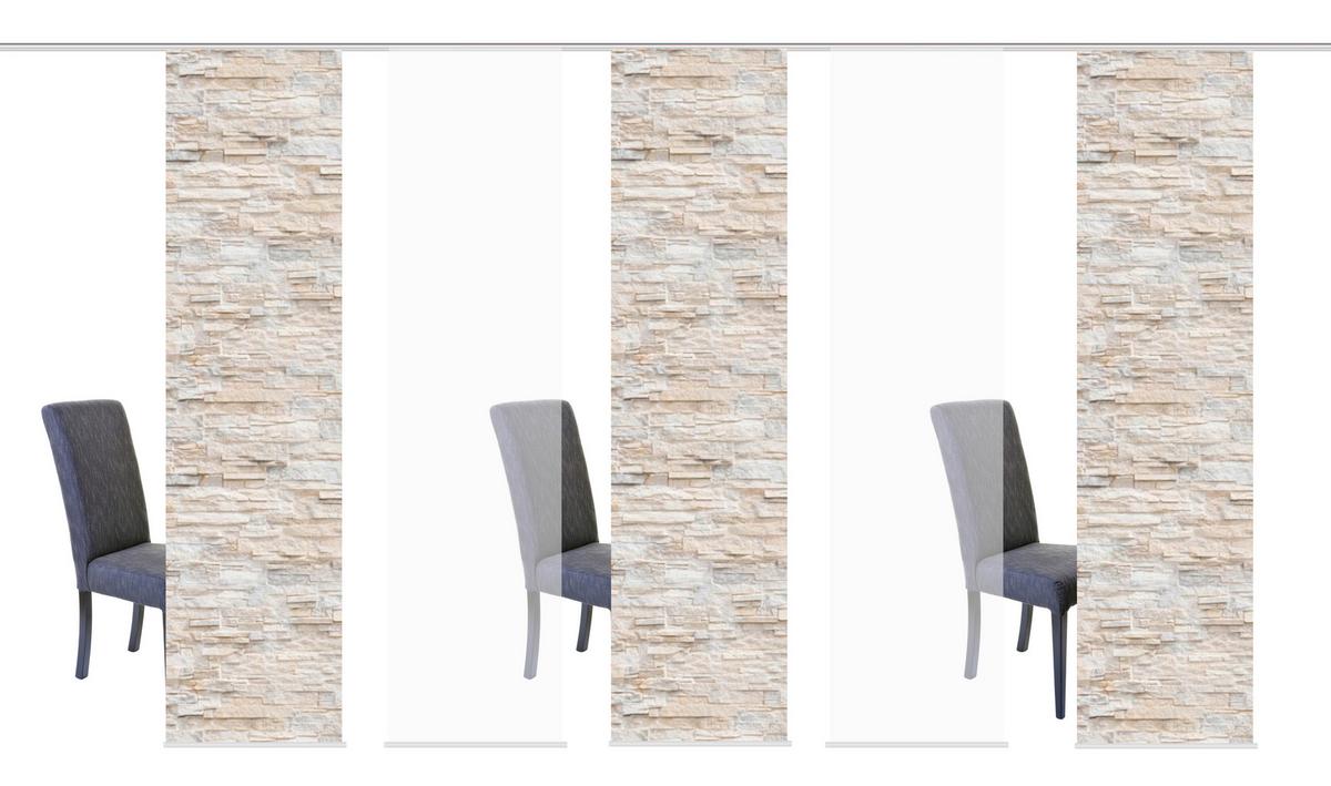 Flächenvorhang 5er Set Wallis - Naturfarben, Design, Textil (60/245cm) - Schmidt W. Gmbh