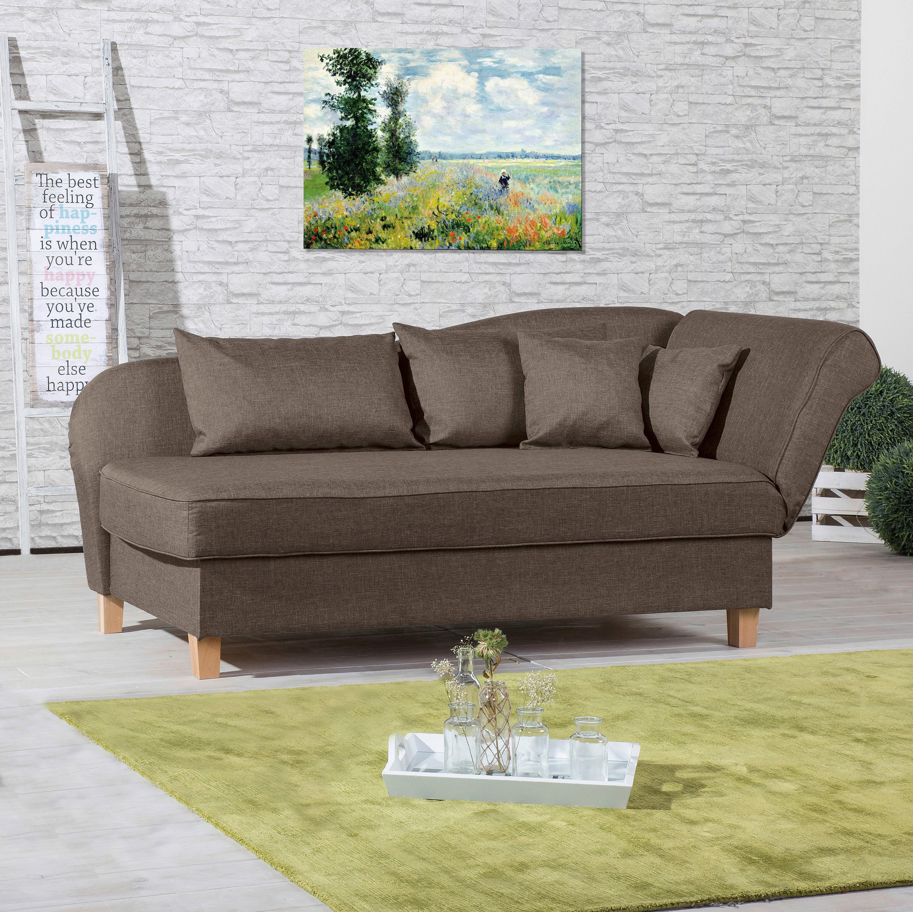 Recamiere Selma Sahara Rechts Mit Bettkasten+schlaffunktion - Hellbraun/Buchefarben, Design, Textil (190/82/88cm) - Max Winzer