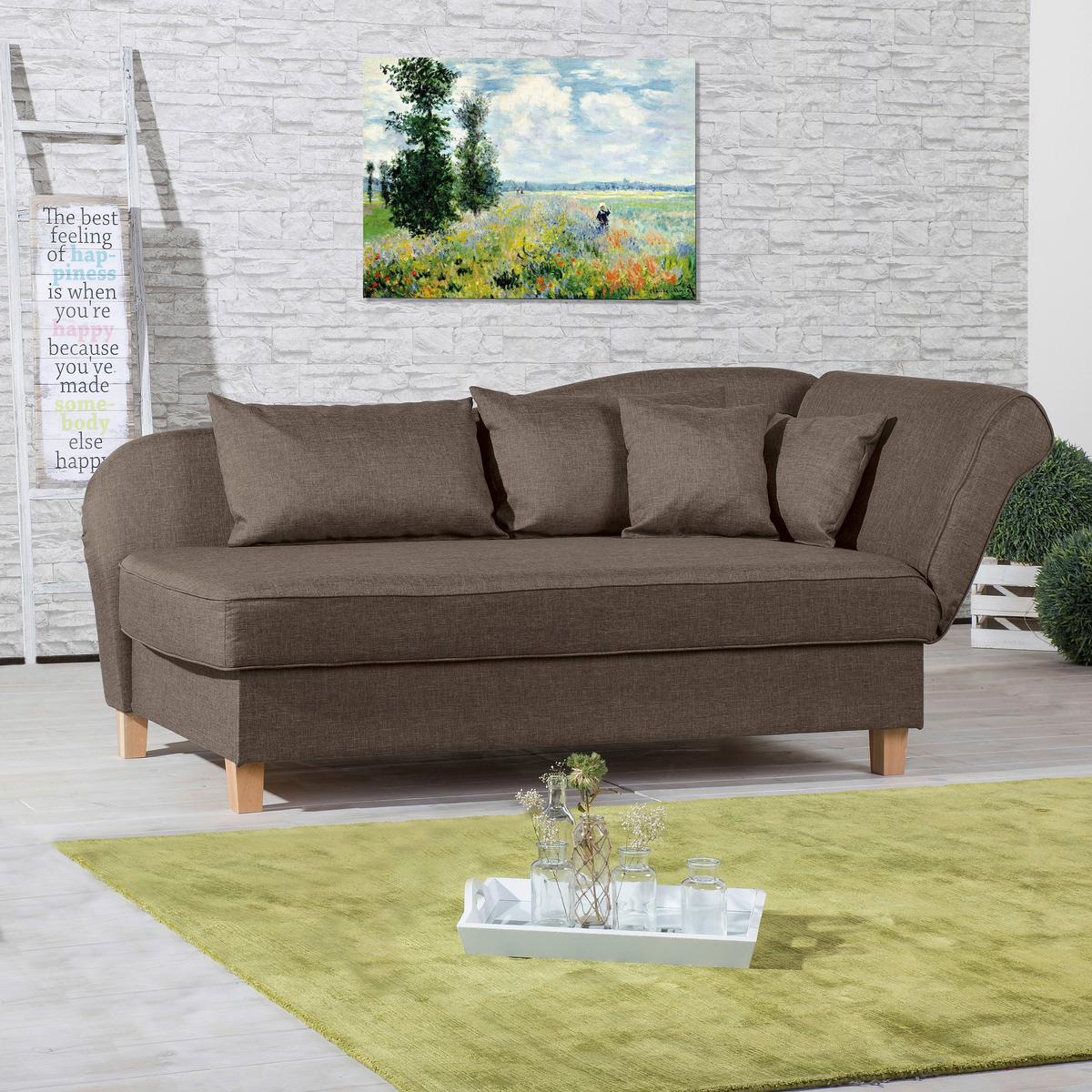 Recamiere Selma Sahara Rechts mit Bettkasten+schlaffunktion - Hellbraun/Buchefarben, Design, Textil (190/82/88cm) - Max Winzer