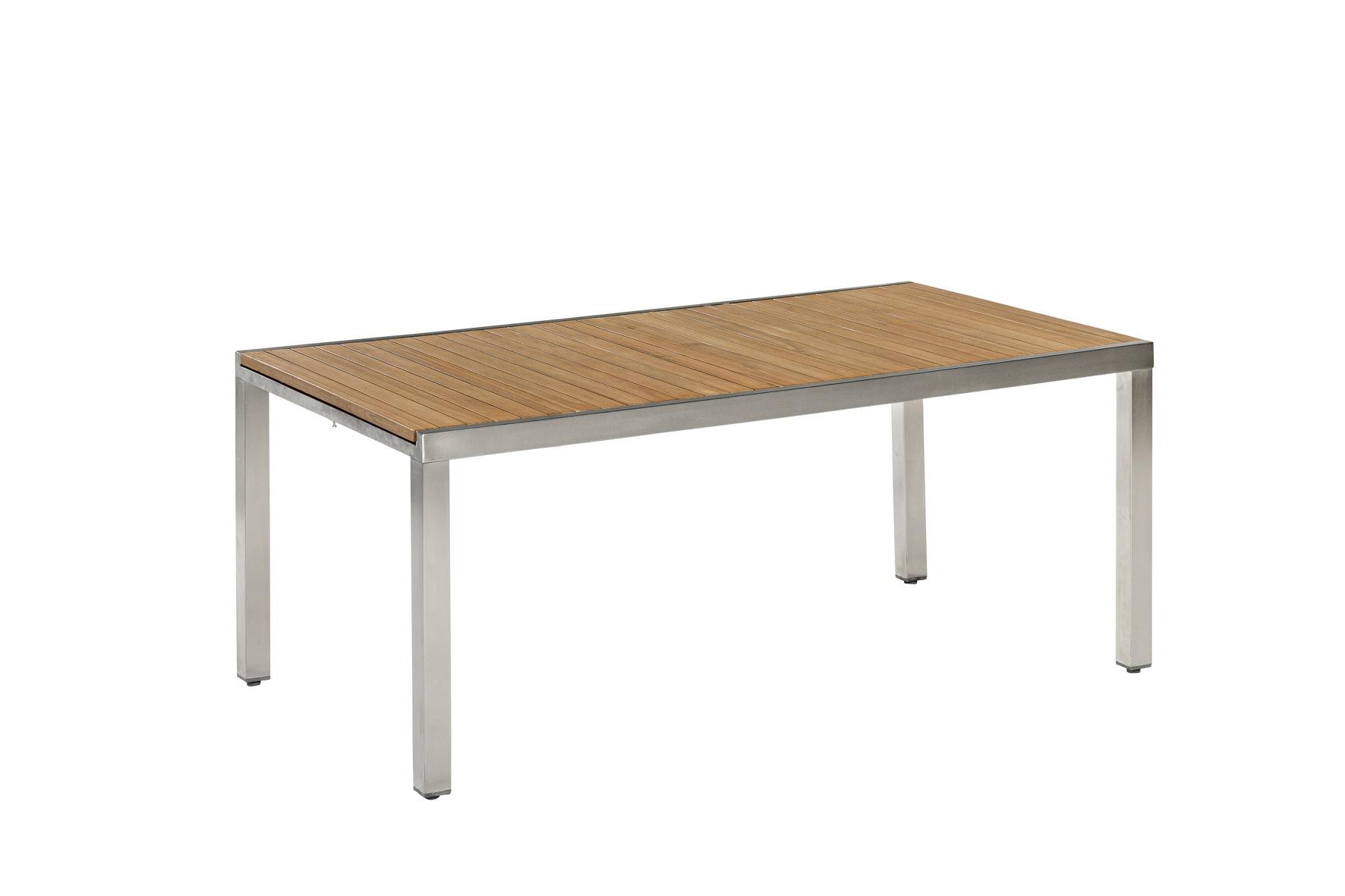 Gartentisch ausziehbar Keros Holz/Metall L: 180-240 cm - Silberfarben/Akaziefarben, KONVENTIONELL, Holz/Metall (180-240/100/74cm) - Gardenson