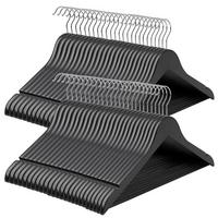 Kleiderbügelset Schwarz B: 44,5 cm - Schwarz, Basics, Holz/Metall (44,5cm)
