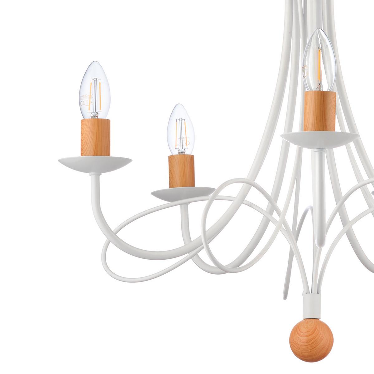 Kronleuchter Milvia Braun Weiß L: 60 cm - Braun/Weiß, KONVENTIONELL, Metall (60/60/110cm)