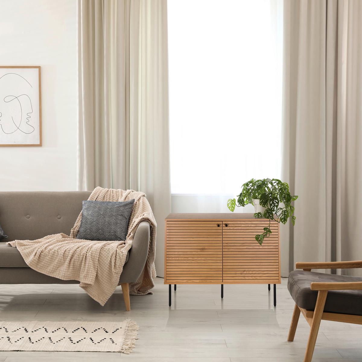 Linno S Sideboard Eichefarben B: 100 Cm - Eichefarben/Schwarz, MODERN, Holzwerkstoff (100/74/40cm) - MID.YOU